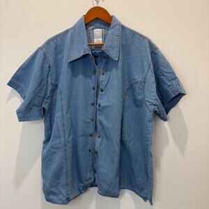 VTG Erika Denim Short Sleeve Button Down Shirt Women's 2X 100% Cotton
